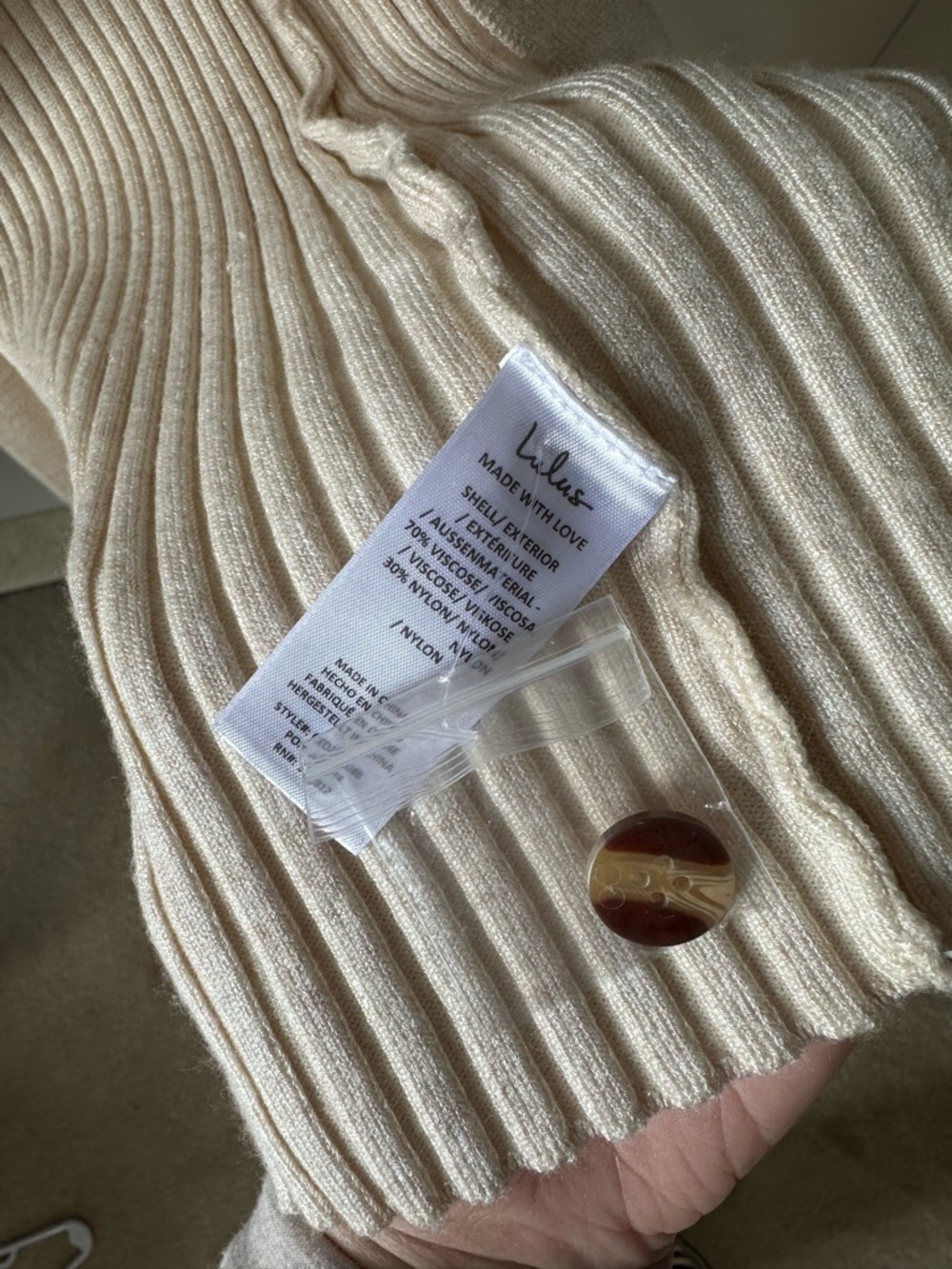 Lulu's Cream Ribbed Button-Front Maxi Dress - Picture 5 of 5